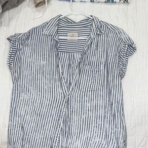 American Eagle Outfitters Blue and White Striped Button Down Shirt